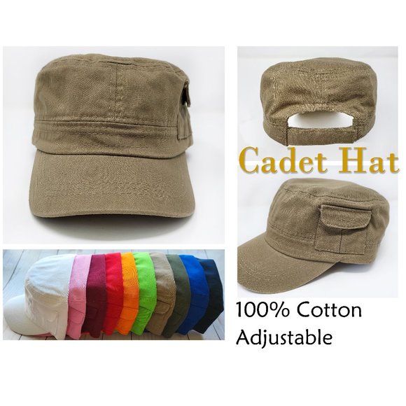 Khaki Color Cadet Hat, 100% Cotton Military Cap, Cadet Adjustable Hats - Picture 9 of 9